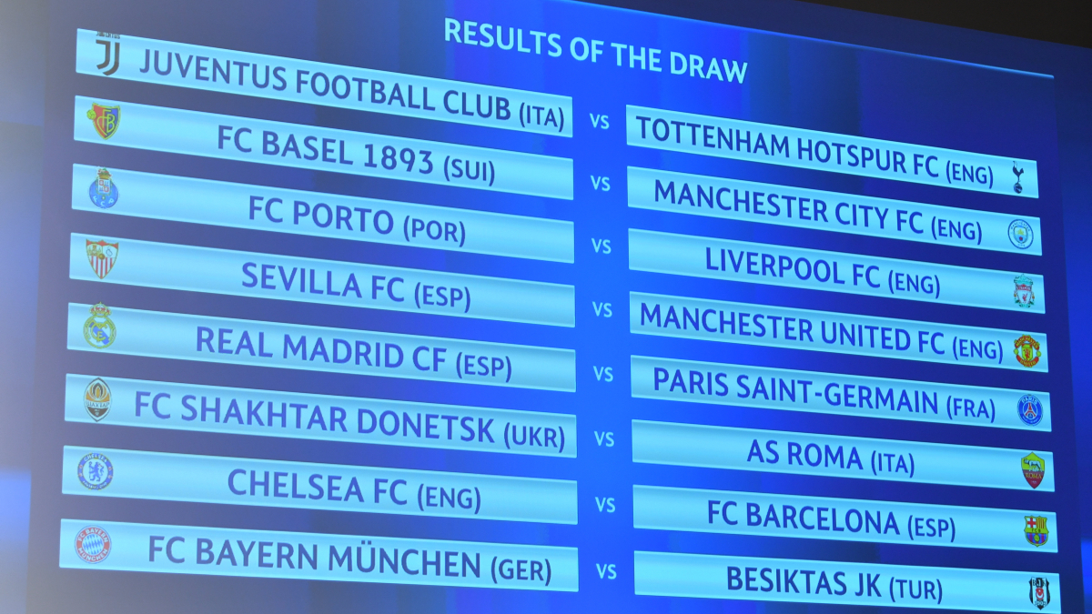 champions league top 16 fixtures